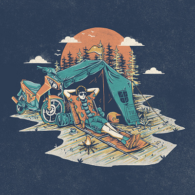 Ride And Camp design digitalillustration handdrawn illustration tshirt design vintage vintage design
