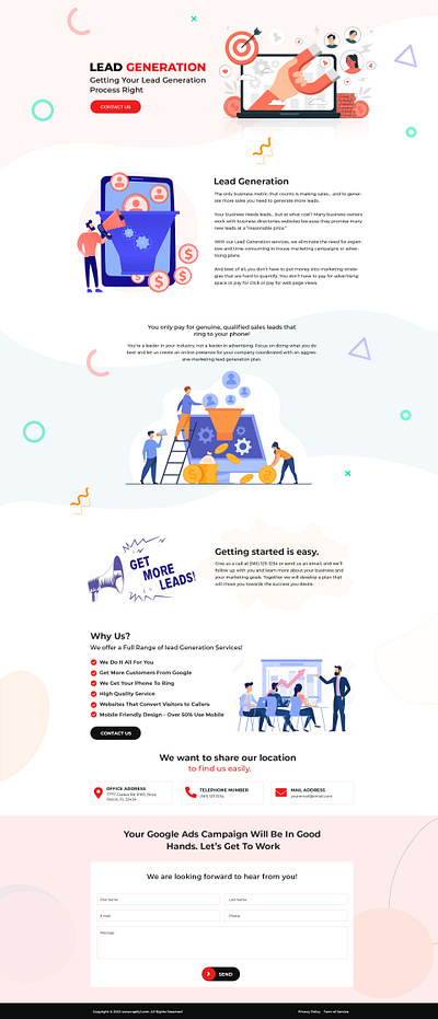 Lead Generation Landing page branding graphic design