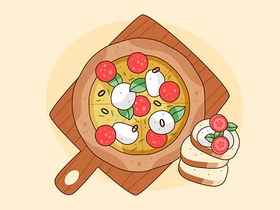 Pizza food illustration illustration italian food italy pizza traditional food