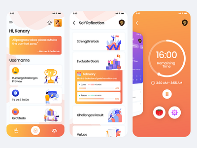 Self-Development App adobe xd app design eye catchy design figma gradiant gradu graphic design minimal ps self care app self development self reflection ui ux