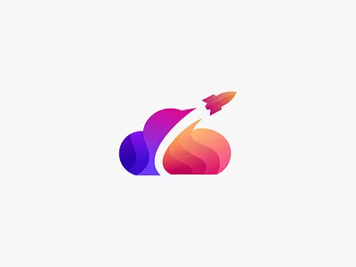 Cloud and Rocket Logo business cloud logo cloud rocket logo rocket rocket logo start up