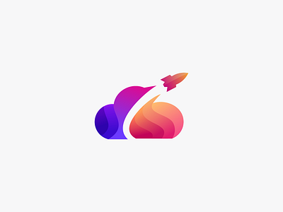 Cloud and Rocket Logo business cloud logo cloud rocket logo rocket rocket logo start up