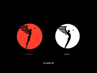 icarus branding design icarus inspiration logo silhouette vector wing