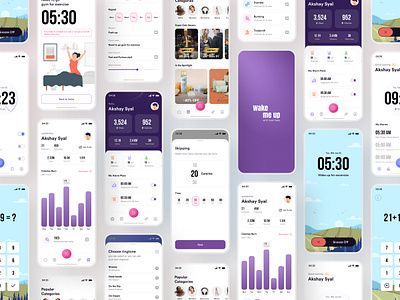 Wake me up - Freebie alarm count design ecommerce excercise fitness free freebie gym morning motivate music ringtone running snooze step store track ui kit wake