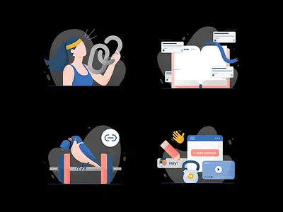 Empty States Illustrations | Light And Dark Theme dark empty illustration mobile mode set state theme