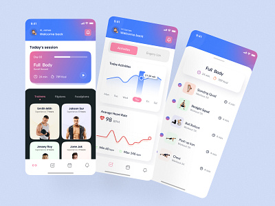 Fitness App UI app ui design trend fitness fitness app gym gym app mobile app mobile design ux design webflow workout workout app zainiklab