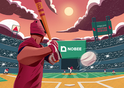 Baseball Match Illustration baseball boston branding design flat game graphic design illustration landscape play ui ux vector