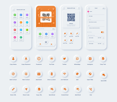 QR Code Scanner & Creater branding fancy font illustration