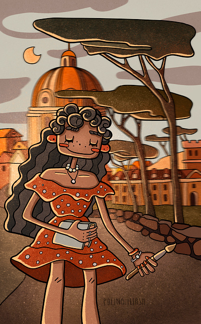 Laura in Rome artwork character children design dribbble girl handdrawn illustration illustrator light