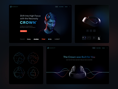 Neurosity Website brain brain computer interface clean design dark deep tech deeptech design frontier tech frontiertech illustration neuralink neuro neuroscience ui uidesign ux uxdesign web web design