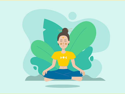 Meditating girl illustration for Pixel school affinitydesigner avatar character environment girl green illustration illustrator meditating girl meditating woman plants sitting posture vipassana woman yellow young woman