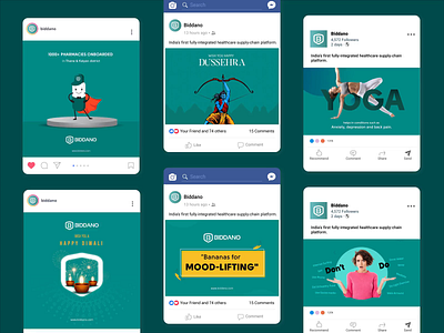 Social media assets for healthcare logistics branding facebook graphic design healthcare illustraion instagram linkedin logistics medicine post social media