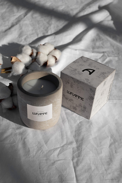 Luflamme candle + box box branding candle design graphic design packaging