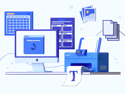 3D Illustration 3d 3dart 3ddesign 3dicon 3dillustration 3dmodelling c4d cinema4d design icon illustration laptop printer render