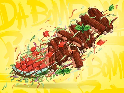 Da Bomb Food apple bar barbecue bomb food branding calligraphy design food food truck georgi dimitrov erase grilled watermelon hungry illustration logo meat lover ribs taste tasty travel food