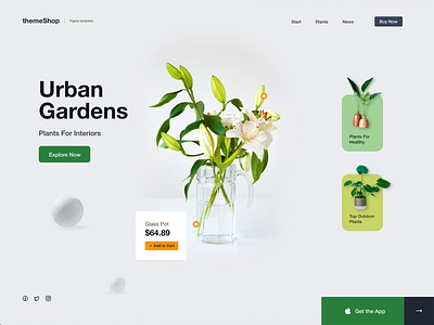 Urban Gardens | Web Template animation design ecommerce flowers gardening graphic design landing page minimal website design motion graphics online nursery online store plant website plants ui ui design ux design video web template design website design white website design