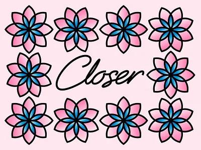 Closer Text card design flowers geometric lettering pink script type typography vector