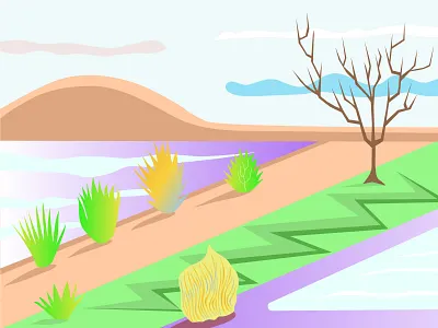 desert spring 2d adobe illustrator desert drawing illustration spring vector