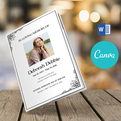 FREE Ornamental Funeral Program Template, Word & Canva canva funeral canva funeral template canva template design funeral booklet funeral brochure graphic design illustration ms word template ornamental funeral word funeral