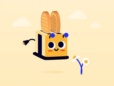 Bumblebee Toaster adorable bee cute egg flower fun illustration spline toast toaster whimsy yellow