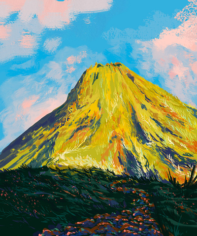 The grass is greener where you are editorial green illustration landscape procreate travel