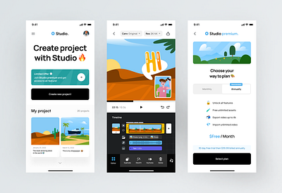 Studio 🎥 - Video editor app android app app application clean design editor iphone app mobile photo editor ui ux video editor