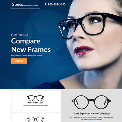 Eye glasses online store best landing page ecommerce ecommerce landing page landing page landing page design online store responsive landing page responsive landing page design