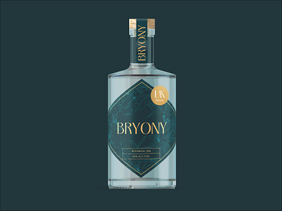 Bryony Packaging concept blue bottle branding dark design elegant floral gin gold green highend illustration label lineart liquor logo luxury packaging retro vintage