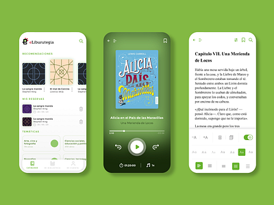 Book Reader App alice in wonderland android app application audio audio bar audiobook books design graphic design ios library list play reader settings timer ui ux