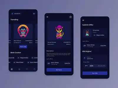NFT App User Interface Design app btc crypto design eth figma graphic design nft nft app product design ui ui design uiux ux