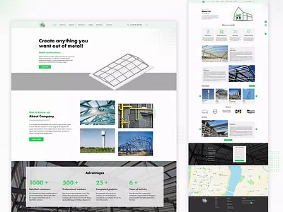 Corporate website for metal structures 3d animation app branding design graphic design gray green illustration logo metal motion graphics ui uiux ukraine ux vector web website