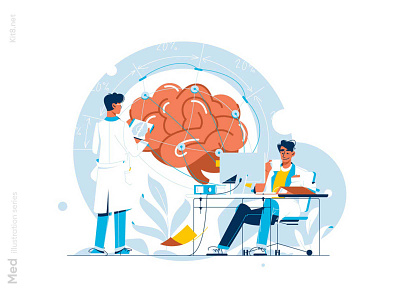 Laboratory study human brain illustration brain character flat human illustration kit8 laboratory scientist vector