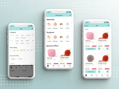 E-commerce app app categories filter homescreen product design ui ux
