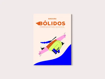 Bolidos - Free skating school of Barcelona 2d art branding character color scheme corporate design corporate identity cover design flat design graphic design icon illustration illustrator inlineskating logo playful poster typography vector