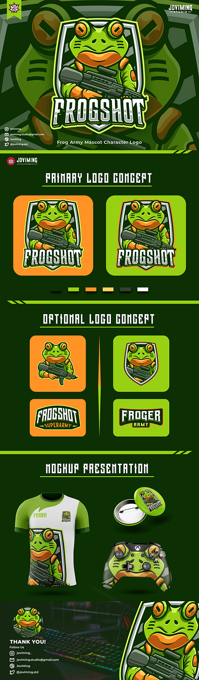 Frog Army Mascot Character Logo animal animal logo army art design e sport esport frog frog logo gamers gaming logo cartoon graphic design illustration logo mascot nft soldier team twitch war