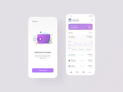 Krypto - Cryptocurrency Dashboard bitcoin bitcoin dashboard chart clean crypto crypto dashboard cryptocurrency cryptocurrency dashboard dashboard etherium graphs mobile trading ui wallet wallet dashboard