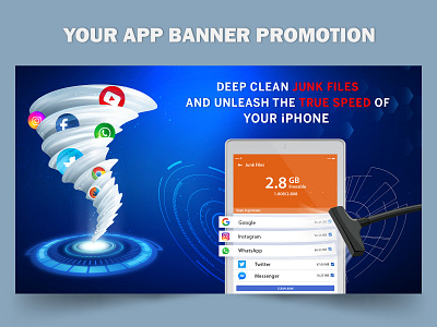 App instruction banner | junk cleaner app branding design graphic design ui