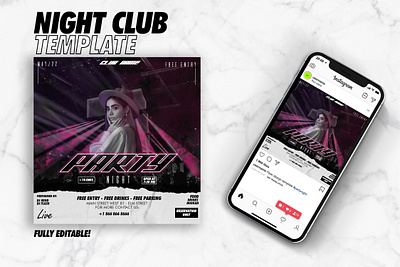 Night Club Flyer brand branding clothing brand design design for sale flyer flyer design flyer design template food flyer graphic design illustration instagram template logo night club night club design night party office party party flyer vector