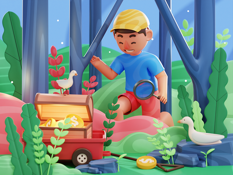 Backyard Treasure 3d Illustration By Sigit Setyo Nugroho For One Week Wonders On Dribbble