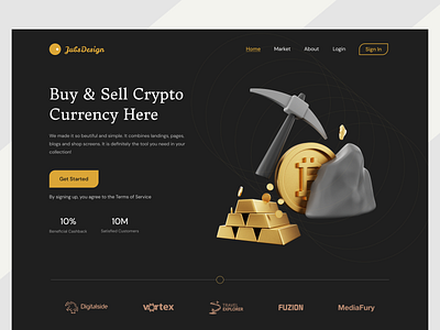 Crypto Currency landing Page 3d asset best design crypto currency design digital money header hero section illustration landing page minimal ui ux uidesign uiuxdesign web app web design website design