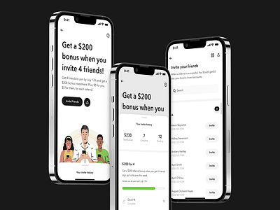Referrals Redesign fintech invite friends product design referral ui