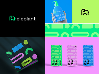Eleplant Brand Visual Identity abstract animal branding corporate data e commerce earth elephant finance fintech green logo minimal packaging pattern planet plant playful saas vibrant