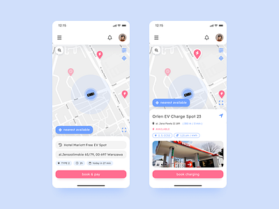 EV Charge Booking App app design ev flat interface map minimal mobile mobile app simple ui ux