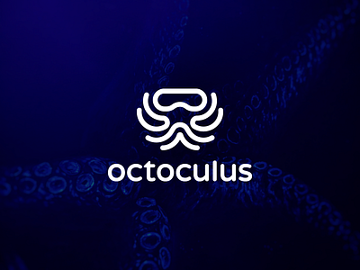 Octoculus logo design arms branding deep design games gedas meskunas glasses glogo head icon illustration legs logo octopus reality shrimp squid virtual vr water