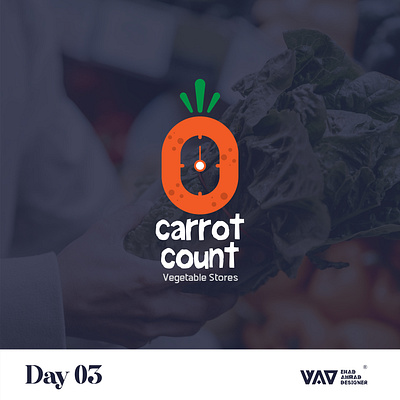 CARROT COUNT branding carrot color count creative design flat logo vegetable