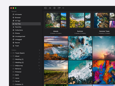 Scrapbook - Your Creative Storage admin asset clean dark mode folder menu photo product design sidebar sidenav theme ui ux