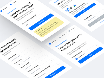Cometly On-Boarding Screens admin dashboard form get started getting started hero section how it work interface multi step form on boarding onboarding saas startup steps website