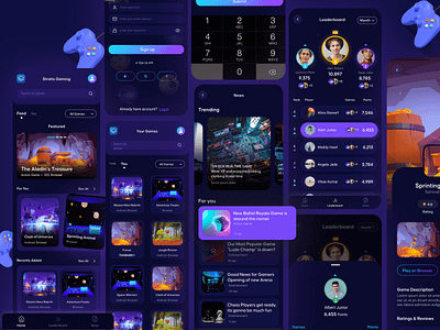 Gaming play store mobile app UI (Dark Theme) appdesign design illustration logo mobile app mobileapp ui uiux ux website