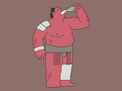 milk bandage bottle cartoon character design dribbble drinking illustration japan mascot milk power sport strength sumo wrestler