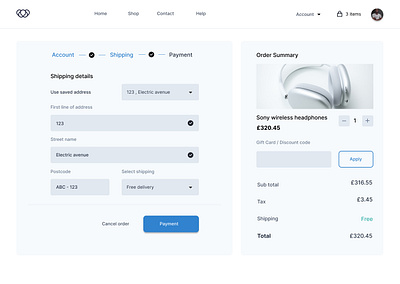 A checkout UI design on shipping design logo order shipping ui uiux ux